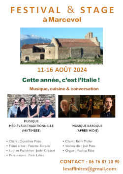 Stage Musique Médiévale/Traditionnelle et Baroque - Marcevol 2024
