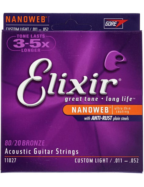 Jeux cordes Guitare accoustique Elixir 11002 NANOWEB BRONZE Extra L